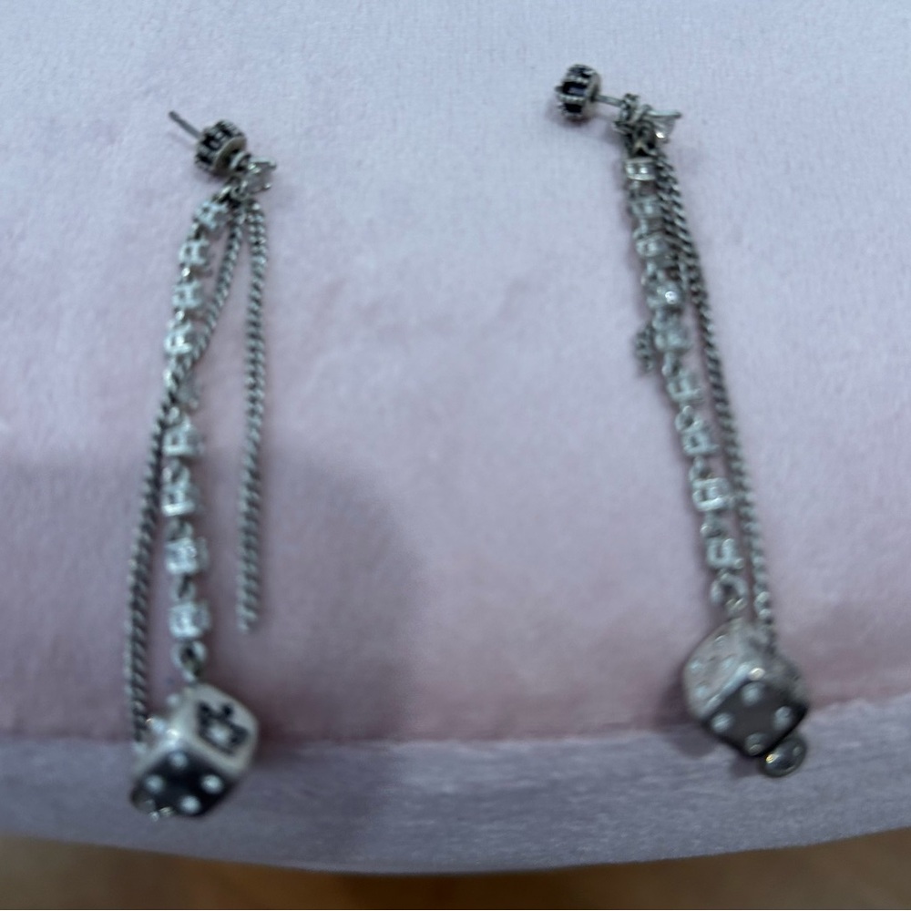 Juicy Couture Silver Dice Drop Earrings